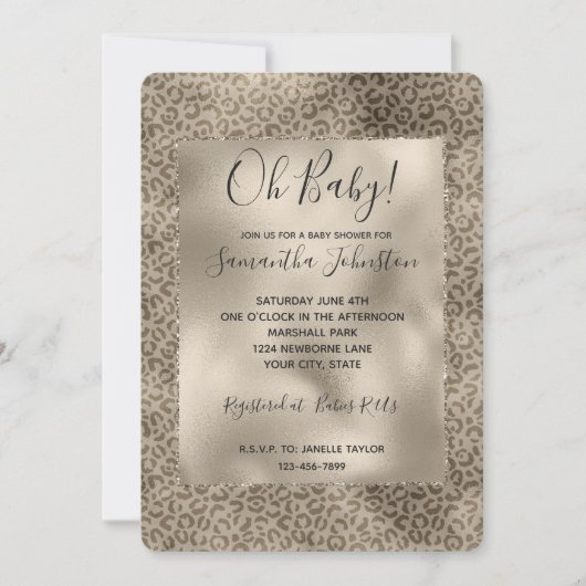 Brown Leopard Print Gold Glitter sparkle Kaart (Voorkant)