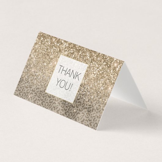 Brown Leopard Print Gold Glitter sparkle Kaart (Voorkant)
