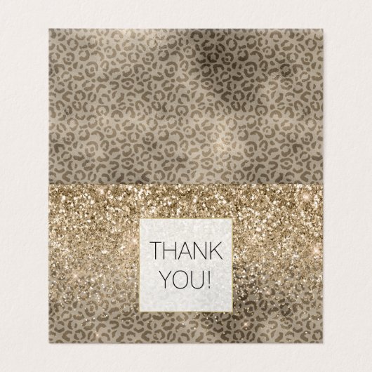 Brown Leopard Print Gold Glitter sparkle Kaart (Buitenkant ongevouwen)