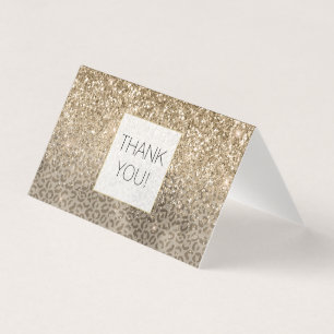 Brown Leopard Print Gold Glitter sparkle Kaart