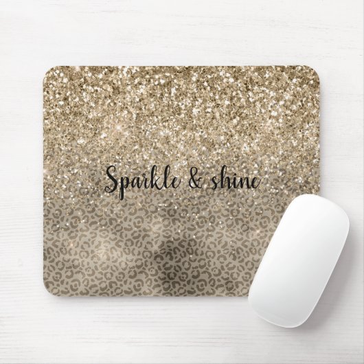 Brown Leopard Print Gold Glitter sparkle Muismat (Met muis)