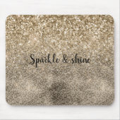 Brown Leopard Print Gold Glitter sparkle Muismat (Voorkant)