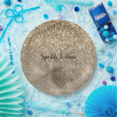 Brown Leopard Print Gold Glitter sparkle Papieren Bordje (Feest)