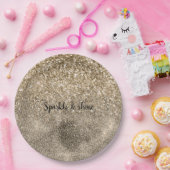 Brown Leopard Print Gold Glitter sparkle Papieren Bordje (Feest)