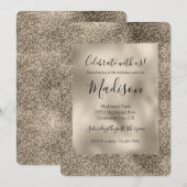 Brown Leopard Print Gold Glitz Kaart (Voorkant / Achterkant)