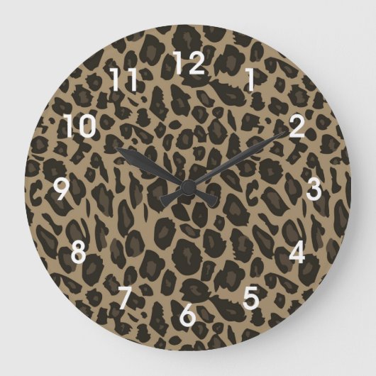 Brown Leopard Print Grote Klok (Voorkant)
