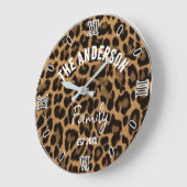 Brown Leopard Print Minimalist Analog Roman Numera Grote Klok (Hoek)