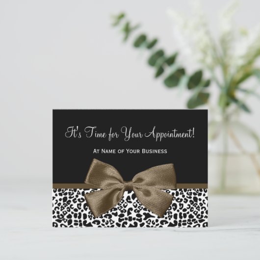 Brown Leopard Print Salon Appointinder Briefkaart (Staand voorkant)
