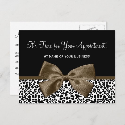 Brown Leopard Print Salon Appointinder Briefkaart (Voorkant / Achterkant)
