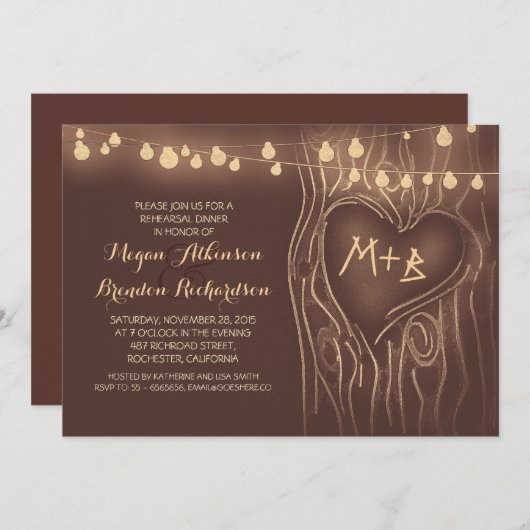 Brown Lights Tree Romantisch repetitie diner Kaart (Voorkant / Achterkant)