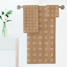 Brown Line Pattern Towel Bad Handdoek