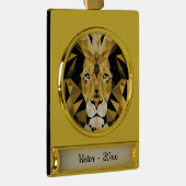 Brown Lion Gold Name en Year Verguld Banner Ornament (Rechts)