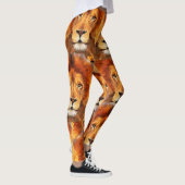 Brown Lion Head Print 2 All Over Print Leggings (Rechts)