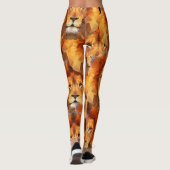 Brown Lion Head Print 2 All Over Print Leggings (Achterkant)