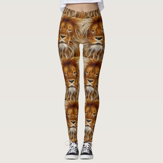 Brown Lion Head Print Leggings (Voorkant)