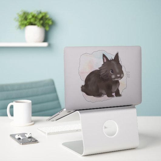 Brown lionhead watercolor  sticker (Laptop op bureau)