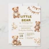 Brown Little Bear is Turning One Birthday Party Kaart (Voorkant)
