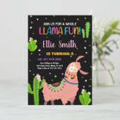 Brown Llama Fun Llama Verjaardag Uitnodigingen (Staand voorkant)