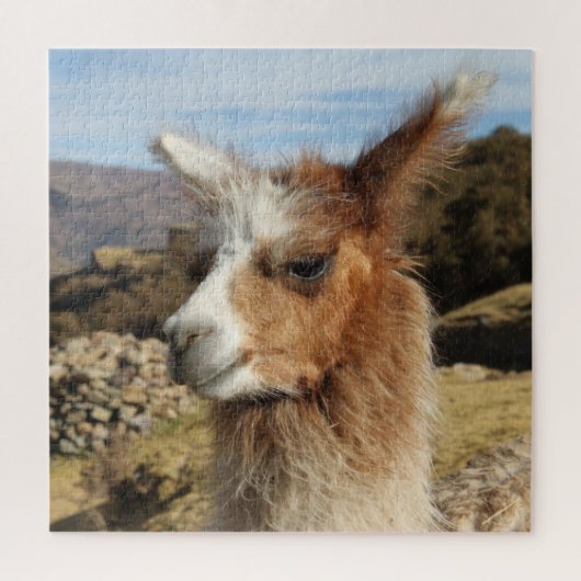 Brown Llama Sluiten gezichtsprofiel - Cusco Peru Legpuzzel (Verticaal)