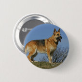 Brown Long Hazard German Shepherd 2 Ronde Button 5,7 Cm (Voorkant /achterkant)