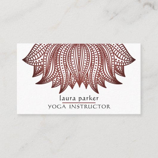 Brown Lotus Mandala Yoga Trainer Meditation Visitekaartje (Voorkant)