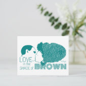 BROWN LOVE in AQUA Briefkaart (Staand voorkant)