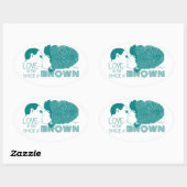 BROWN LOVE in AQUA Ovale Sticker (Vel)