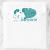 BROWN LOVE in AQUA Ovale Sticker (Tas)