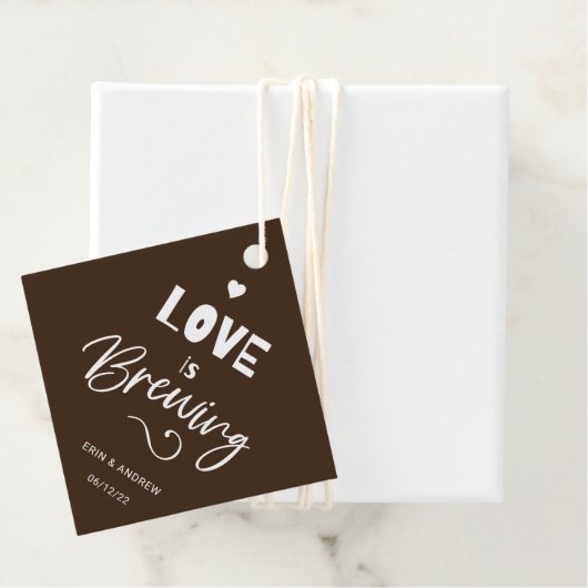 Brown Love is Brewing Wedding Bedankjes Labels (In situ)