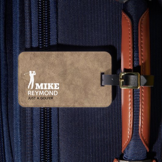 Brown Luggage Tag for Golfers Bagagelabel (Voorkant Insitu 4)
