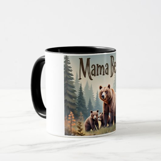 Brown Mama Beer Cubs Forest Moederdag Mok (Voorkant links)