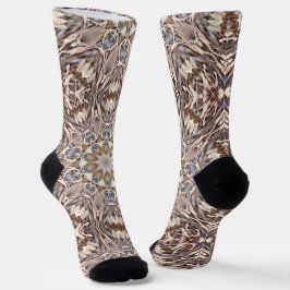 Brown Mandala Art Psychedelic Style Socks Sokken