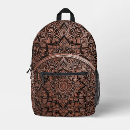  Brown Mandala Stylish Backpack Bedrukte Rugzak