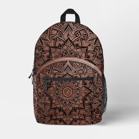  Brown Mandala Stylish Backpack Bedrukte Rugzak (Voorkant)