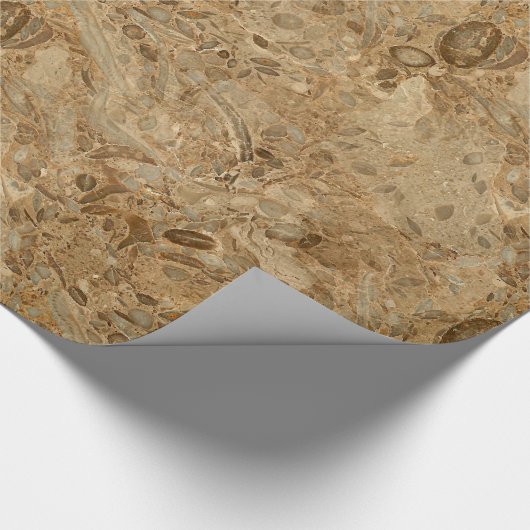 Brown Marble Fossil Kijk Cadeaupapier (Hoek)
