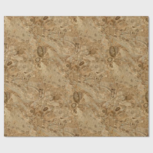 Brown Marble Fossil Kijk Cadeaupapier (Vlak)