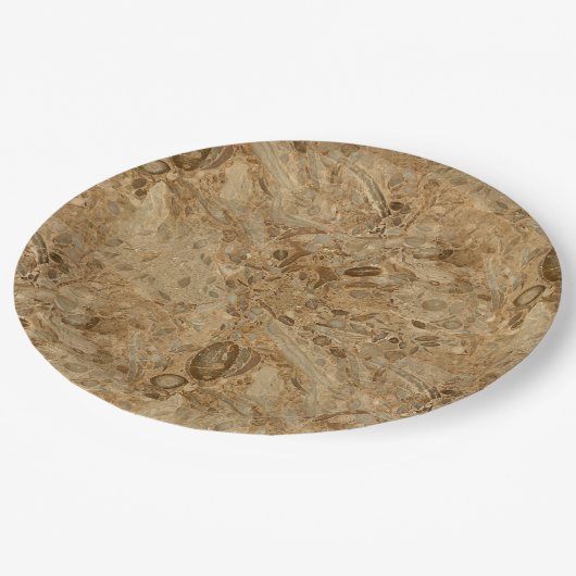 Brown Marble Fossil Kijk Papieren Bordje (Gekanteld)