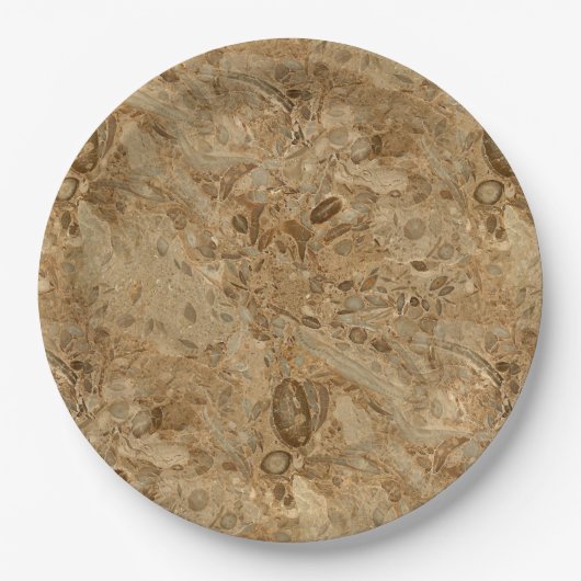 Brown Marble Fossil Kijk Papieren Bordje (Voorkant)