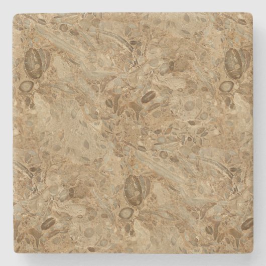 Brown Marble Fossil Kijk Stenen Onderzetter (Voorkant)
