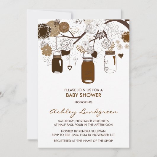 Brown Mason Jars Herfst Baby shower Kaart (Voorkant)