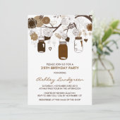 Brown Mason Jars Herfst Birthday Party Invitation Kaart (Staand voorkant)