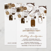 Brown Mason Jars Herfst Birthday Party Invitation Kaart (Voorkant / Achterkant)