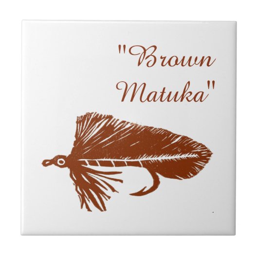 "Brown Matuka" stroomlijnt forel vliegende tegel. Tegeltje (Voorkant)
