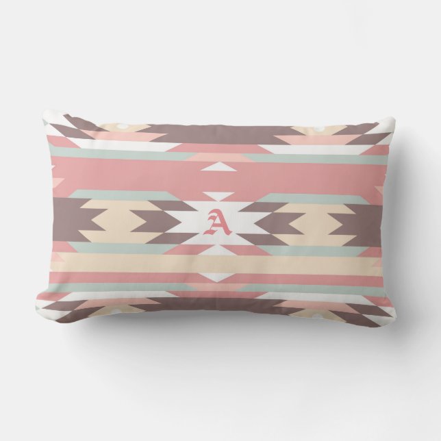 Brown, Mauve & Green Aztec, Southwestern Pillow Buitenkussen (Voorkant)