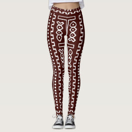 Brown Maxi Mudcloth Print Leggings