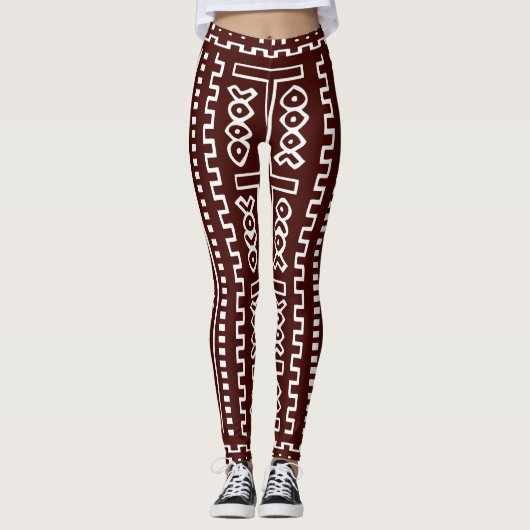 Brown Maxi Mudcloth Print Leggings (Voorkant)