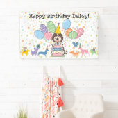 Brown Merle Cockapoo Cavapoo Hond Verjaardagsfeest Spandoek (Insitu)