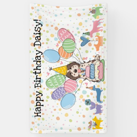 Brown Merle Cockapoo Cavapoo Hond Verjaardagsfeest Spandoek (Verticaal)