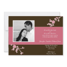 Brown met Cherry Blossom Wedding Invitation