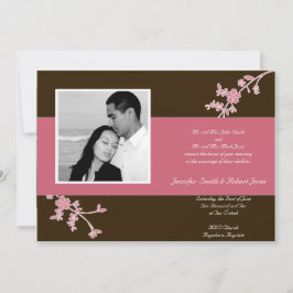 Brown met Cherry Blossom Wedding Invitation Kaart
